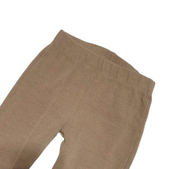 Zara Kids Plain Ribbed Leggings Extra Long Light Brown - Picture 3 of 4